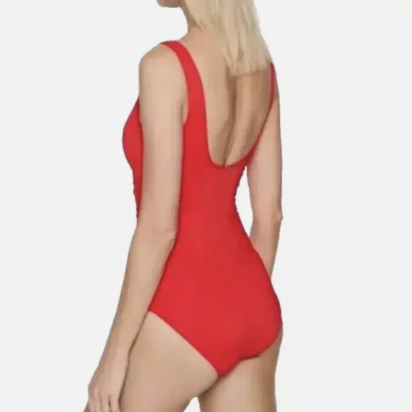 Lauren Ralph Lauren Ring-Detail Over The Shoulder One-Piece Swimsuit Red NWT - Picture 8 of 8